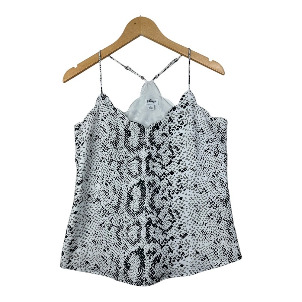 J. Crew Snakeprint Scalloped Cami Blouse size 2 Black/White